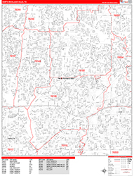 North Richland Hills Wall Map Zip Code Red Line Style 2026